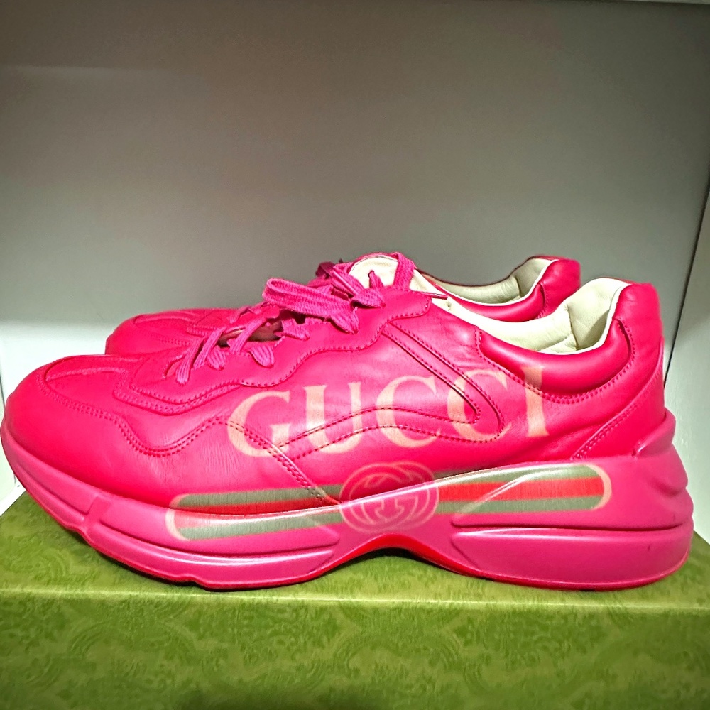 Men's Pink Gucci Rhyton - Size 15.5G